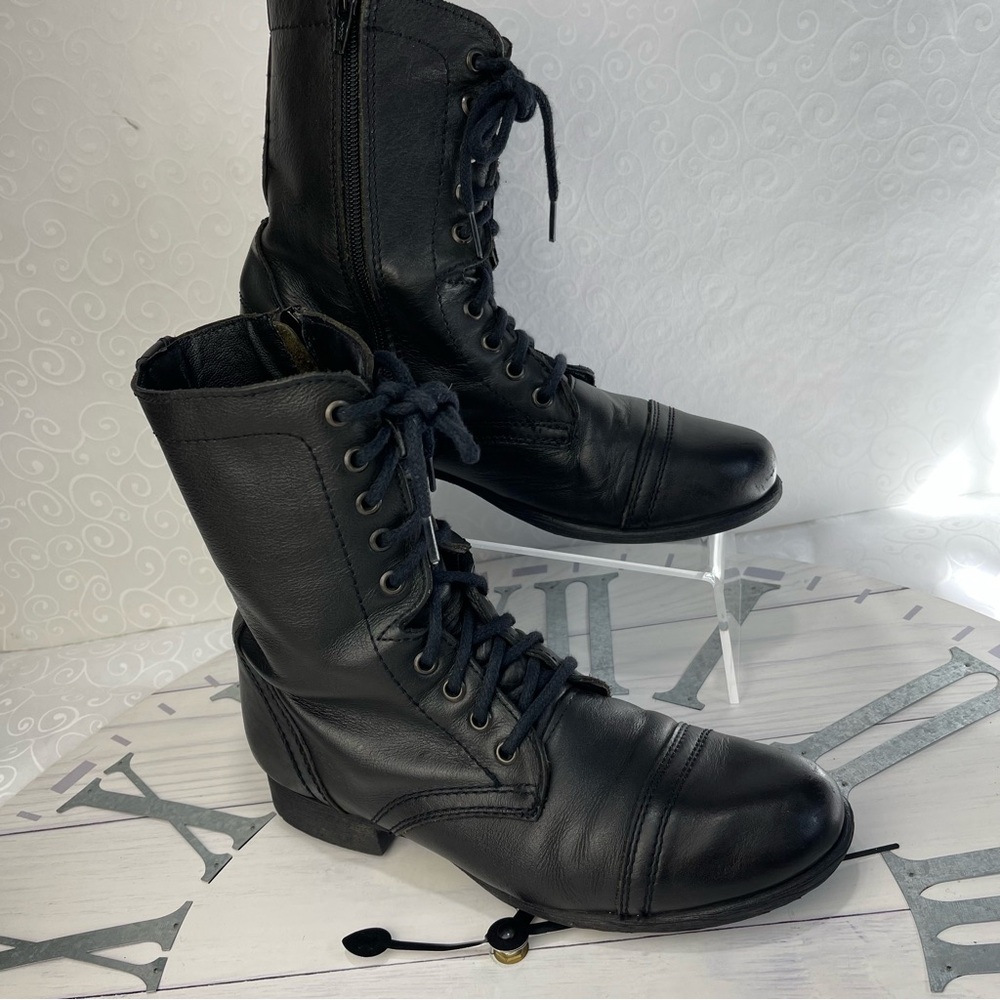 Steve Madden Black Combat Boots - Picture 2 of 14